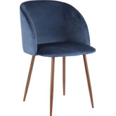 Fran Dining Chair in Blue Velvet & Walnut Finish (Set of 2)