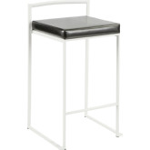 Fuji Stackable 27" Counter Stool in Black Leatherette & White Metal (Set of 2)