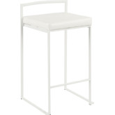 Fuji Stackable 27" Counter Stool in White Leatherette & White Metal (Set of 2)