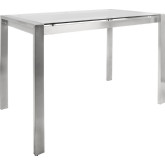 Fuji 48" Counter Dining Table in Stainless Steel & Clear Glass