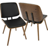 Lombardi Dining Accent Chair in Black Leatherette & Walnut Finish (Set of 2)