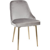 Marcel Dining Chair in Silver Velvet & Gold Frame (Set of 2)