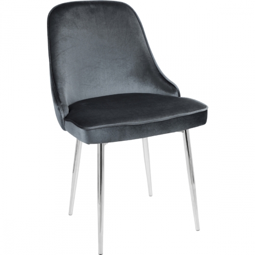 Marcel Dining Chair in Blue Velvet & Chrome Frame (Set of 2)