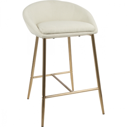 Matisse 26" Counter Stool in Cream Fabric & Gold Frame (Set of 2)