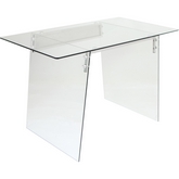 Glacier Desk in Clear Tempered Glass & Chrome Stainless Steel