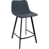 Outlaw 26" Counter Stool in Blue Leatherette & Black (Set of 2)