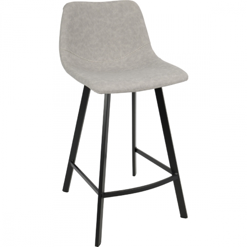 Outlaw 26" Counter Stool in Grey Leatherette & Black (Set of 2)