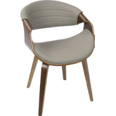 Symphony Dining Accent Chair in Grey Leatherette & Walnut Finish