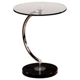 C Shaped Side Table in Glass & Chrome