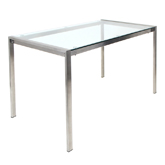 Fuji 47" Dinette Table in Brushed Stainless & Glass