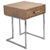 Roman End Table Nightstand in Walnut on Stainless Base