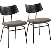 Walker Dining Chair in Black Wood, Black Metal & Dark Grey Leatherette (Set of 2)