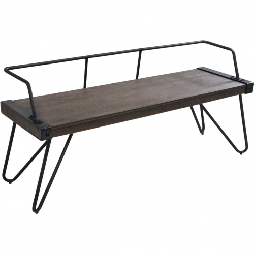 Stefani Bench in Antique Metal with Walnut Wood Seat