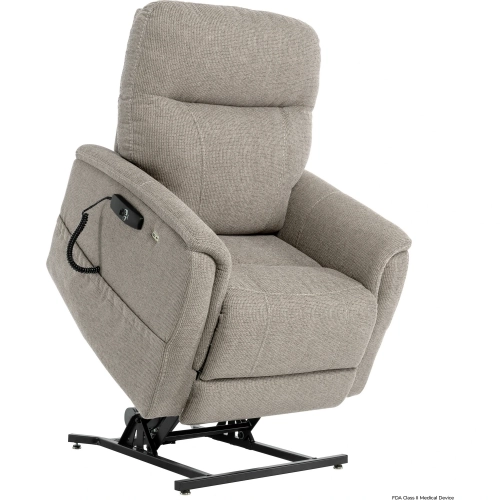 Benti TruPetite Layflat Lift Recliner in Stone Neutral Fabric