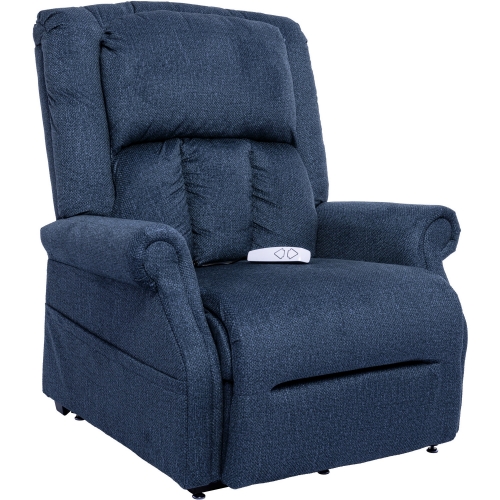 Vance Layflat Lift Recliner with Heat & Massage in Blue Fabric