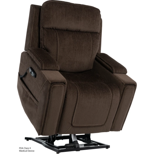 Velvety Infinite Immerse Layflat Lift Recliner in Mink Brown Fabric