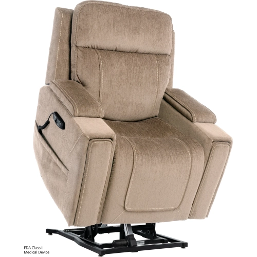 Velvety Infinite Immerse Layflat Lift Recliner in Putty Neutral Fabric