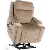Velvety Infinite Immerse Layflat Lift Recliner in Putty Neutral Fabric