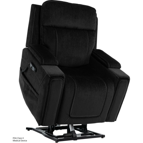 Velvety Infinite Immerse Layflat Lift Recliner in Steel Dark Gray Fabric