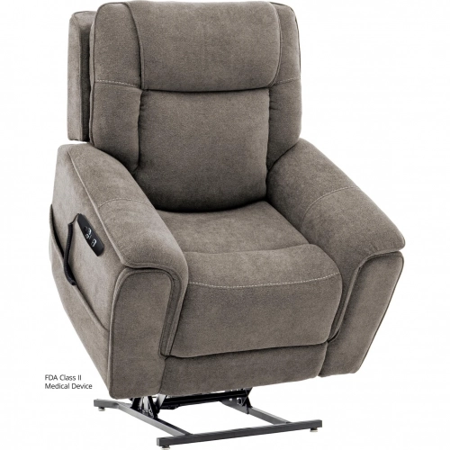 Trento Layflat Lift Recliner in Ash Neutral Fabric