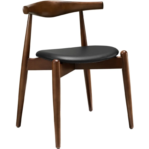 Stalwart Dining Side Chair in Dark Walnut with Black Vinyl Seat