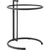 Eileen Adjustable Height Side Table in Black Metal & Tempered Glass