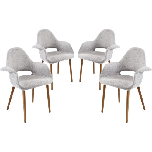 Aegis Dining Armchair in Light Gray on Wood Legs (Set of 4)