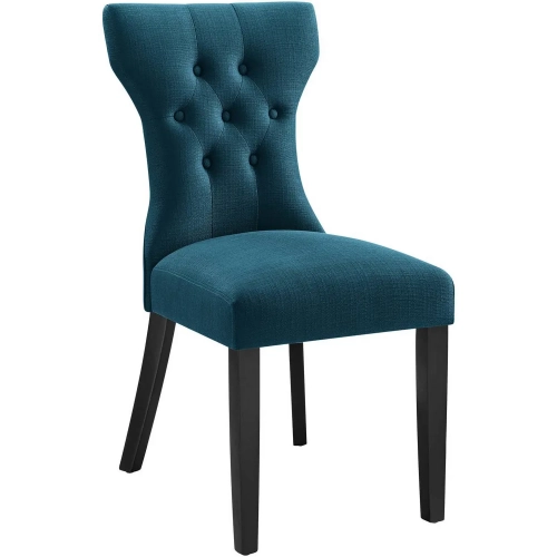 Silhouette Dining Chair in Tufted Azure Blue Fabric