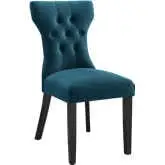 Silhouette Dining Chair in Tufted Azure Blue Fabric