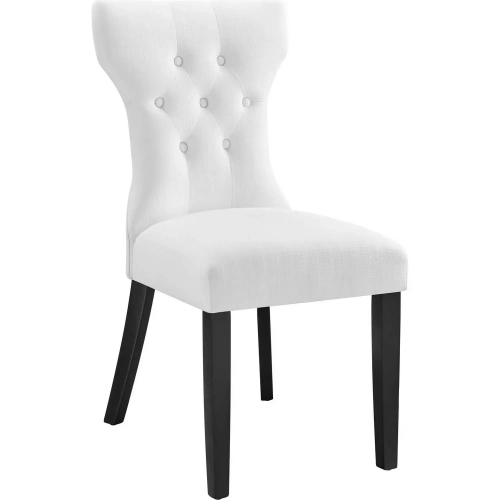 Silhouette Dining Chair in Tufted White Fabric