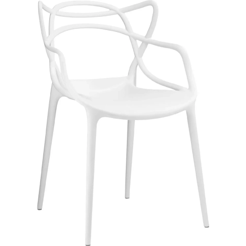 Entangled Dining Armchair in White Polypropylene with Open Pattern Back