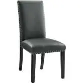 Parcel Dining Chair in Gray Leatherette with Nailhead