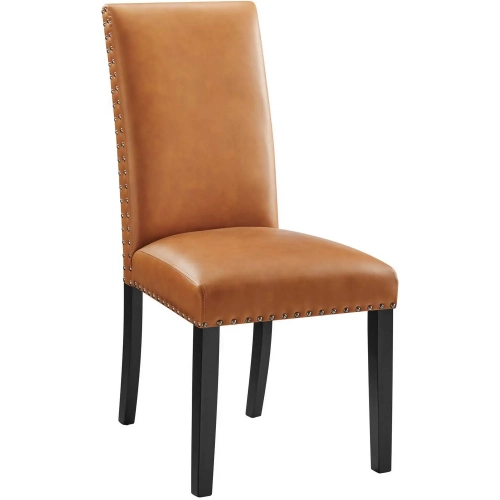 Parcel Dining Chair in Tan Leatherette with Nailhead