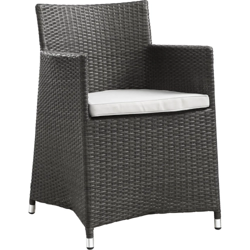 Junction Outdoor Patio Armchair in Brown with White Cushion