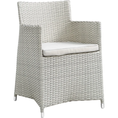 Junction Outdoor Patio Armchair in Gray with White Cushion