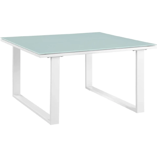 Fortuna Outdoor Patio Side Table in White with Tempered Glass