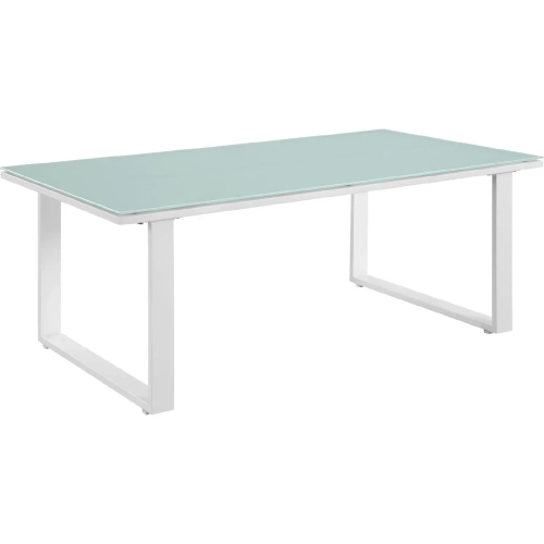 Fortuna Outdoor Patio Coffee Table in White with Tempered Glass