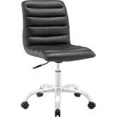 Ripple Mid Back Office Chair in Rippled Black Leatherette on Chrome