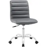 Ripple Mid Back Office Chair in Rippled Gray Leatherette on Chrome
