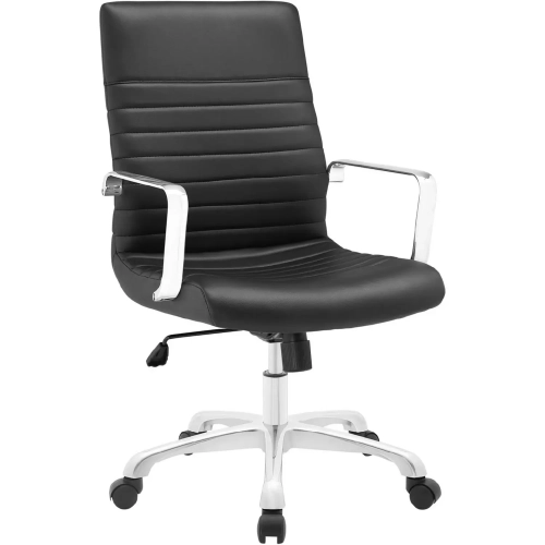 Finesse Mid Back Office Chair in Black Leatherette with Chrome Arms