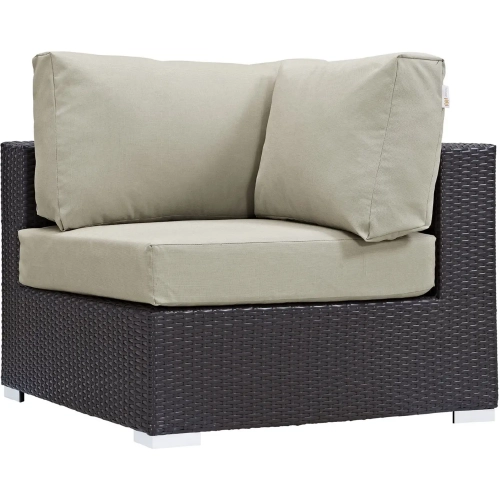 Convene Outdoor Patio Corner Section in Espresso with Beige Cushion