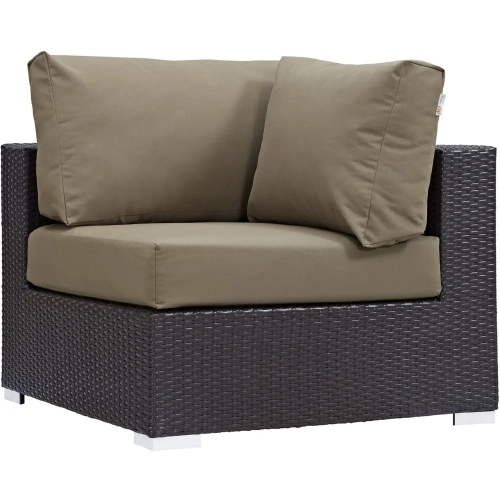 Convene Outdoor Patio Corner Section in Espresso with Mocha Cushion