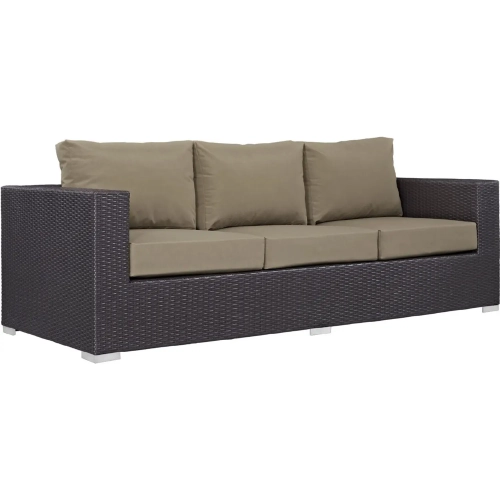 Convene Outdoor Patio Sofa in Espresso with Mocha Cushion
