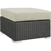 Sojourn Outdoor Patio Ottoman in Poly Rattan with Beige Sunbrella &reg Cushion