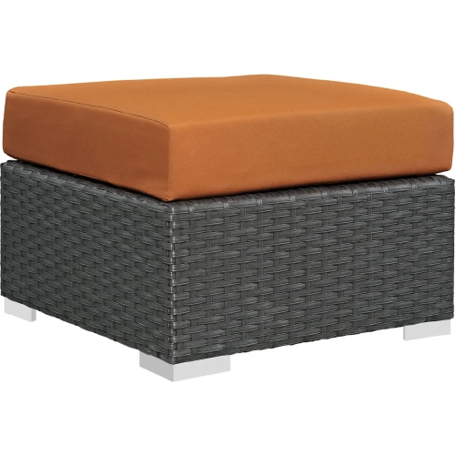 Sojourn Outdoor Patio Ottoman in Poly Rattan with Tuscan Sunbrella &reg Cushion