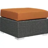 Sojourn Outdoor Patio Ottoman in Poly Rattan with Tuscan Sunbrella &reg Cushion