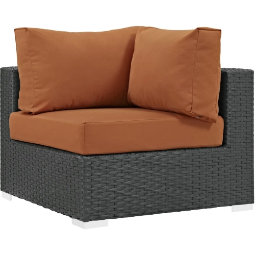 Sojourn Outdoor Patio Corner Section in Poly Rattan with Tuscan Sunbrella &reg Cushion