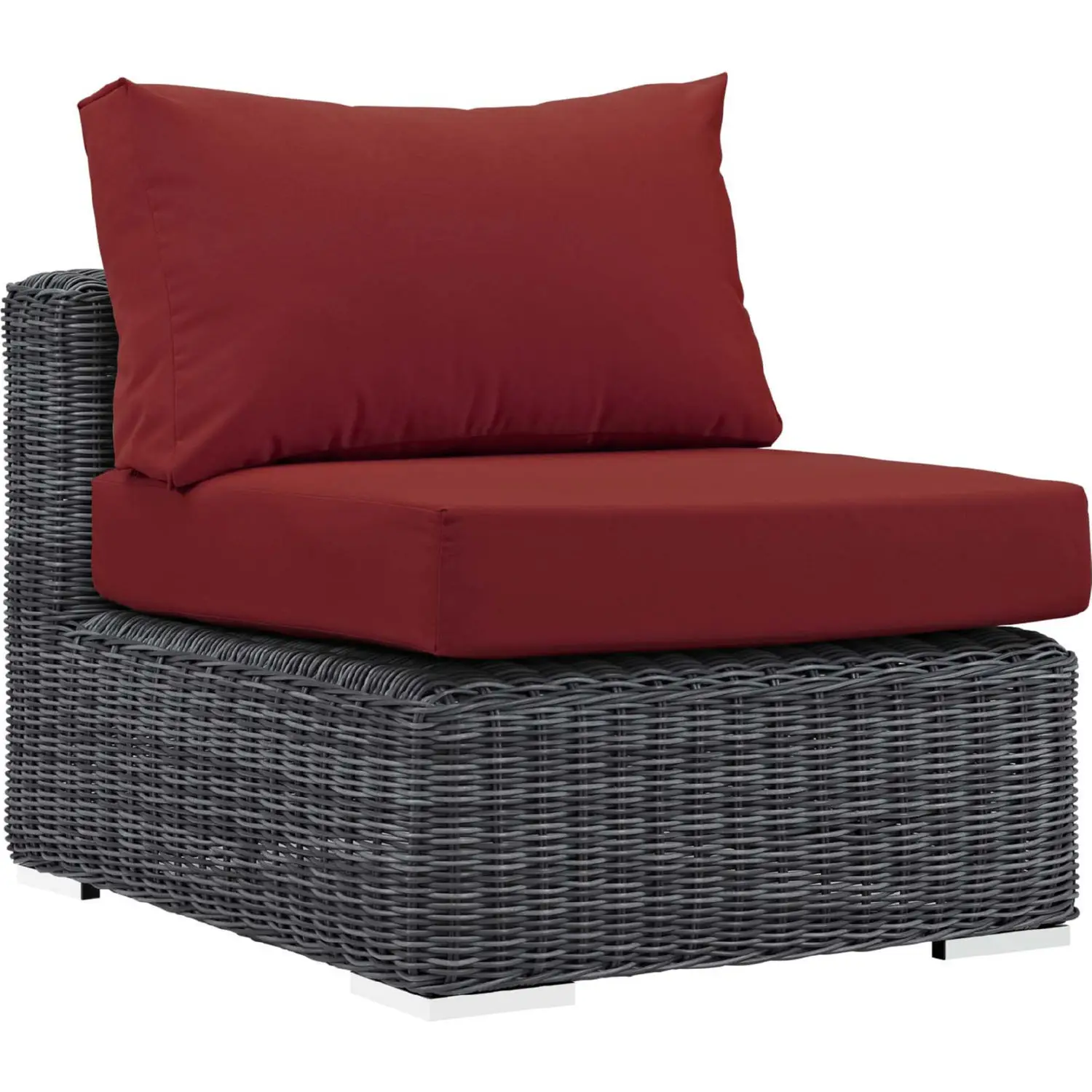 Modway EEI-1868-GRY-RED Summon Outdoor Patio Sunbrella® Armless Chair ...