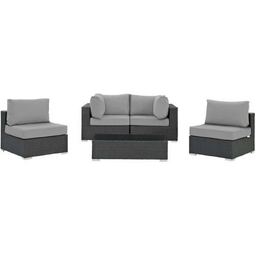 Sojourn 5 Piece Outdoor Sectional Sofa Set with Gray Sunbrella&reg;