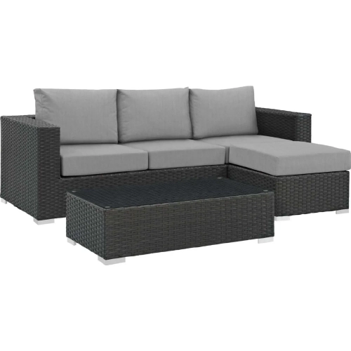 Sojourn 3 Piece Outdoor Sectional Sofa Set with Gray Sunbrella&reg;